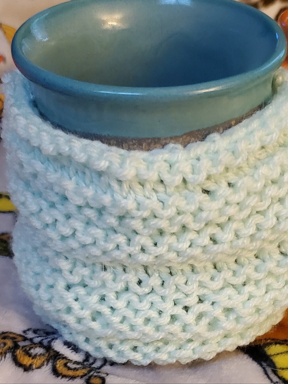 Handmade Mint Green Knit Cozy For Cups
